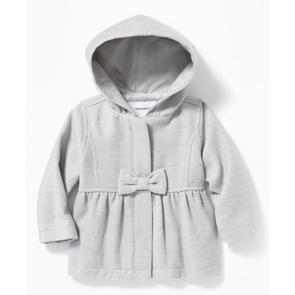 Old Navy Baby Coat Jacket 18-24 months Hooded Bow Front Velour Dress Up Pics - Picture 2 of 11